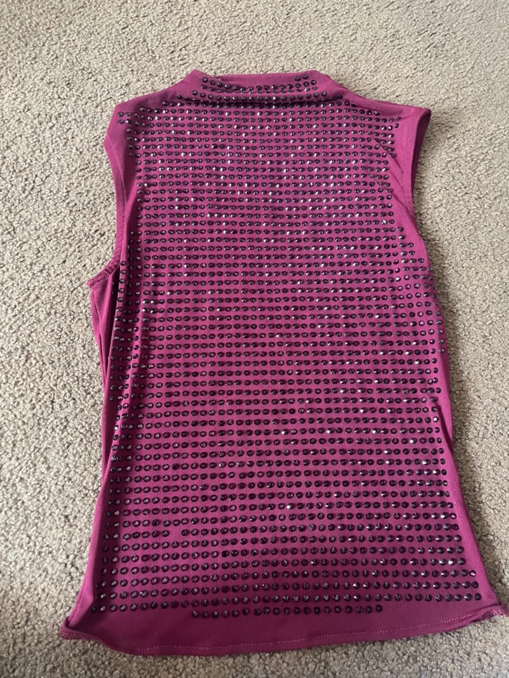 Sleeveless Magenta Studded Sheer Top